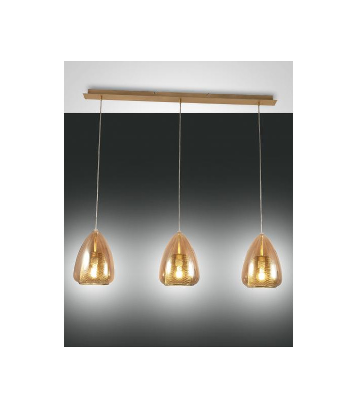 Britton Straight Bar Pendant Ceiling Light Amber Glass E27-1