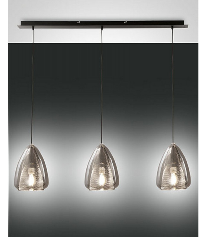 Britton Straight Bar Pendant Ceiling Light Transparent Grey Glass E27-1