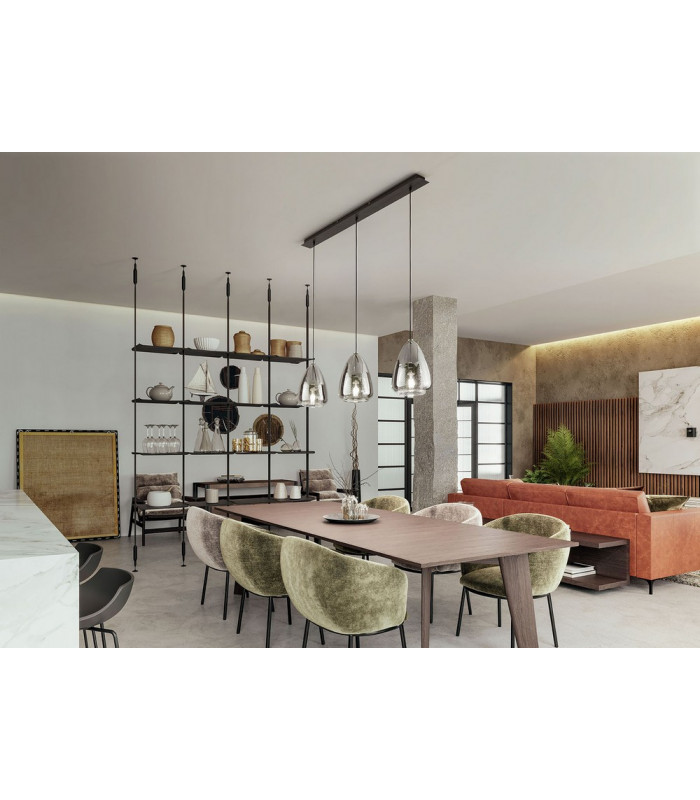 Britton Straight Bar Pendant Ceiling Light Transparent Grey Glass E27-2