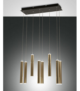 Prado LED Cluster Pendant Ceiling Light Black / Satin Brass Glass-1