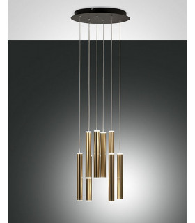 Prado LED Cluster Pendant Ceiling Light Black / Satin Brass Glass-1