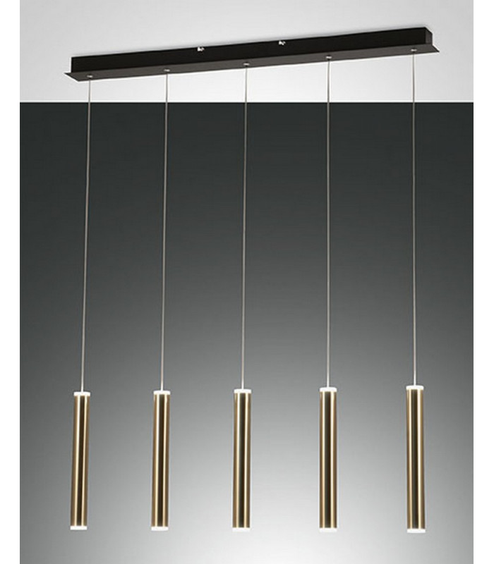 Prado LED Straight Bar Pendant Ceiling Light Black / Satin Brass Glass-1