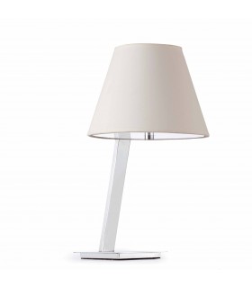 1 Light Table Lamp Chrome with White Shade, E27 - 1
