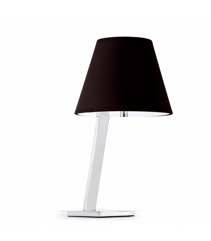 1 Light Table Lamp Chrome, White with Black Shade, E27 - 1