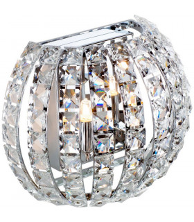 2 Light Glass & Crystal Wall Light Chrome