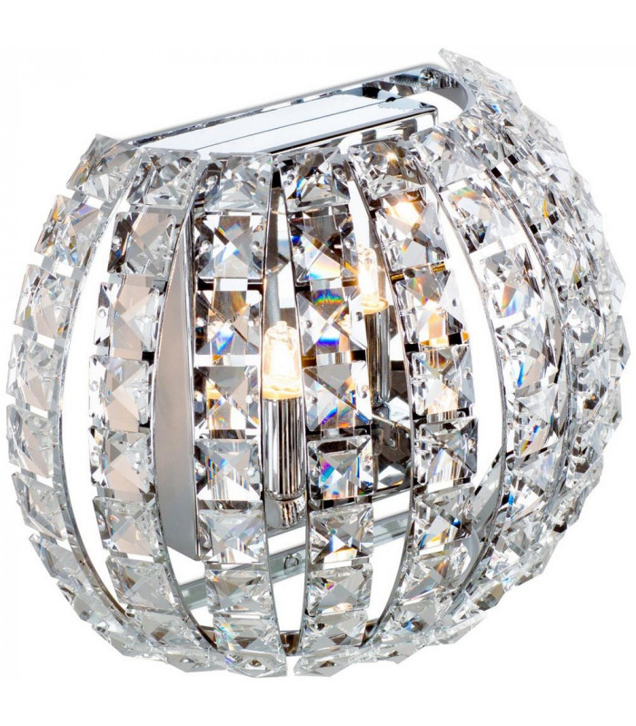 2 Light Glass & Crystal Wall Light Chrome
