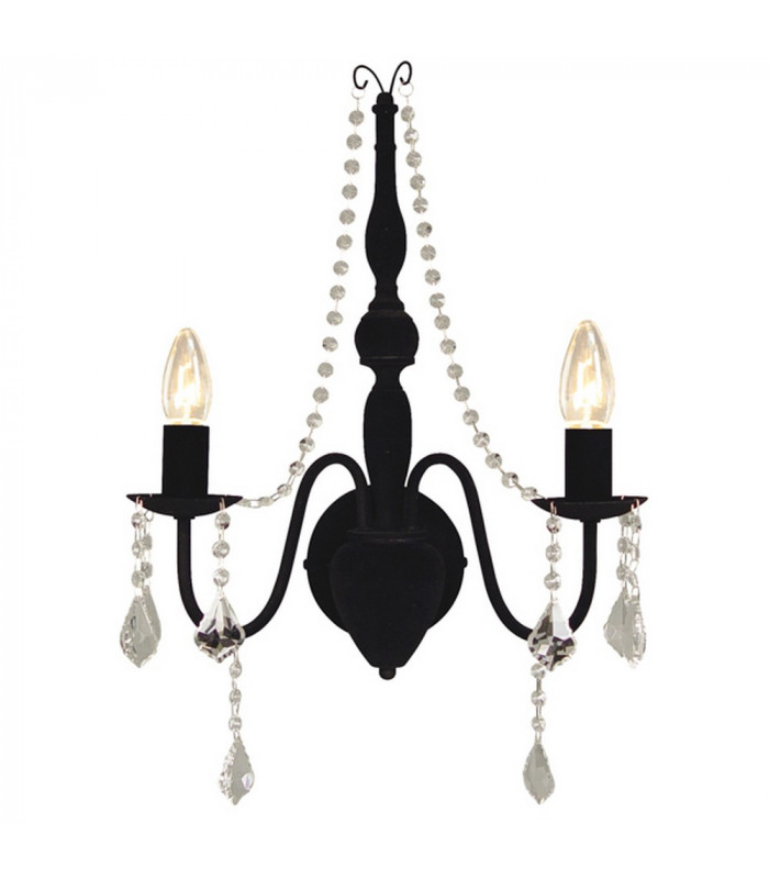 Bardini 2 Light Candle Wall Light Black
