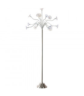 Petflow 15 Light Multi Arm Floor Lamp Satin Nickel