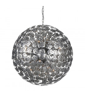 Baccara Spherical Pendant Ceiling Light Brushed Silver