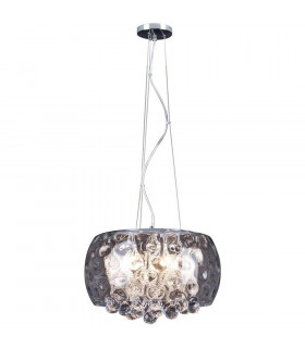 Ice Clear Cylindrical Pendant Ceiling Light Chrome