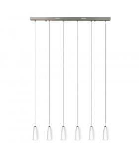 Delfino 6 Light Straight Bar Pendant Ceiling Light Satin Nickel