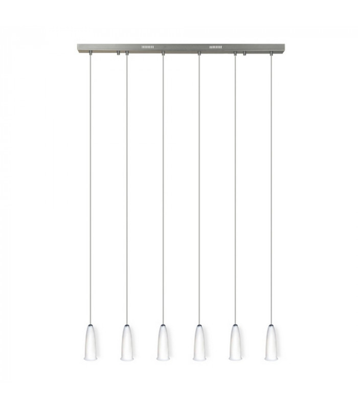 Delfino 6 Light Straight Bar Pendant Ceiling Light Satin Nickel