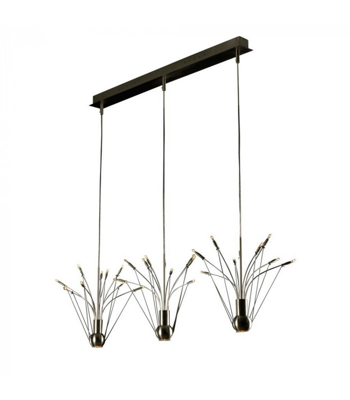 Quaffle Straight Bar Pendant Ceiling Light Satin Nickel