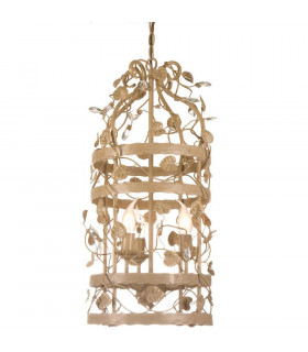 Michelan 3 Light Wire Frame Pendant Ceiling Light Beige Gold