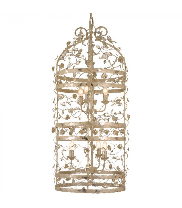 Michelan 6 Light Wire Frame Pendant Ceiling Light Beige Gold