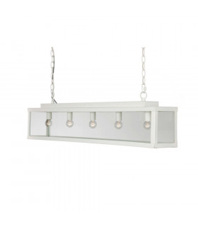 Zenia 5 Light Straight Bar Pendant Ceiling Light White Frosted