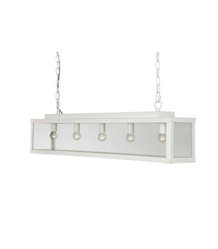 Zenia 5 Light Straight Bar Pendant Ceiling Light White Frosted