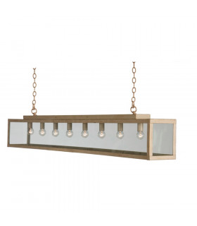 Zenia 8 Light Straight Bar Pendant Ceiling Light Beige Gold