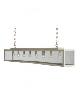 Zenia 8 Light Straight Bar Pendant Ceiling Light Beige Gray