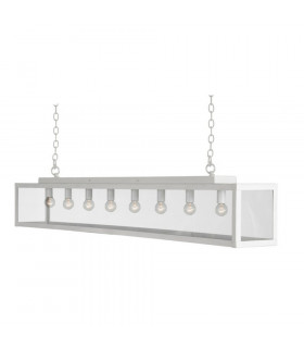 Zenia 8 Light Straight Bar Pendant Ceiling Light White Frosted