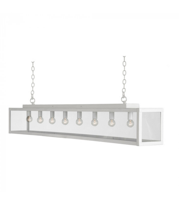 Zenia 8 Light Straight Bar Pendant Ceiling Light White Frosted