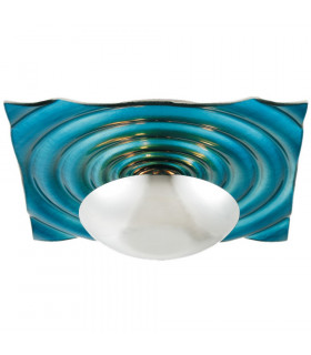 Onda Patterned Glass Flush Ceiling Light Blue