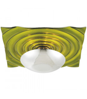 Onda Patterned Glass Flush Ceiling Light Green