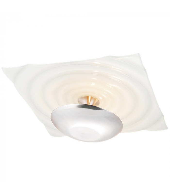 Onda Patterned Glass Flush Ceiling Light White