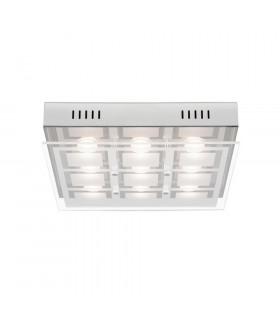 Chess Patterned Glass Flush Ceiling Light Chrome
