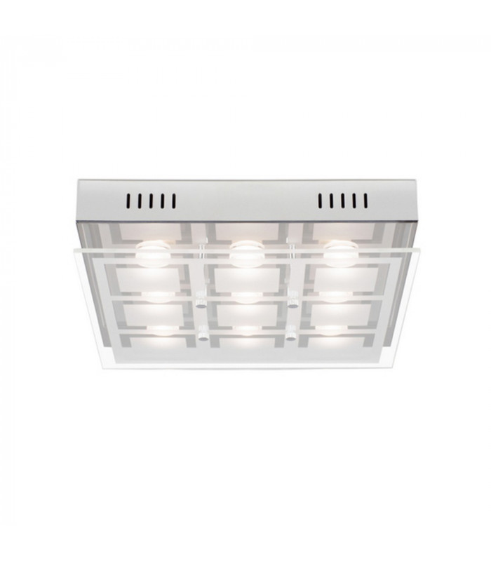 Chess Patterned Glass Flush Ceiling Light Chrome