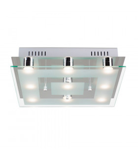 Chess Patterned Glass Flush Ceiling Light Chrome
