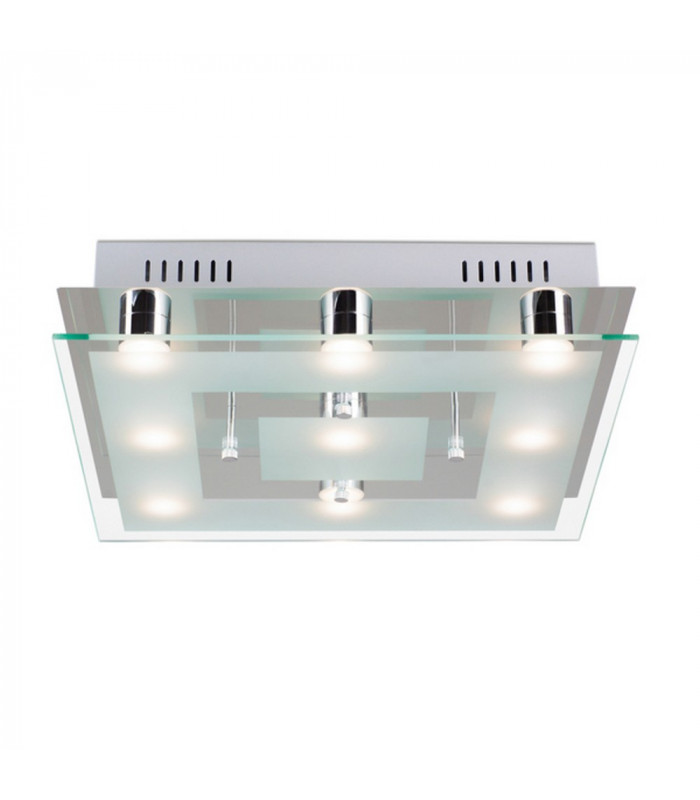 Chess Patterned Glass Flush Ceiling Light Chrome