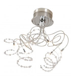 Bead Glass & Crystal Ceiling Light Satin Nickel