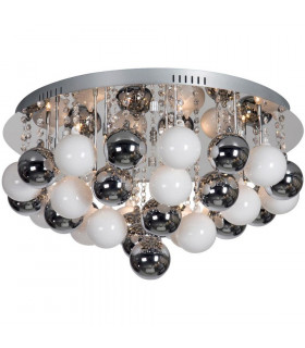 Spoetnik 15 Light Glass & Crystal Ceiling Light Chrome