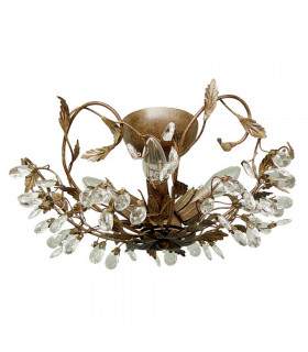 Langelo 4 Light Glass & Crystal Ceiling Light Rust