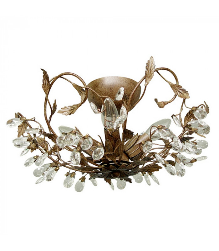 Langelo 4 Light Glass & Crystal Ceiling Light Rust
