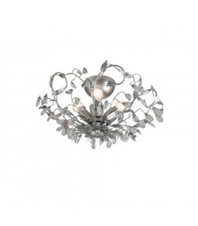 Langelo 4 Light Glass & Crystal Ceiling Light Brushed Silver