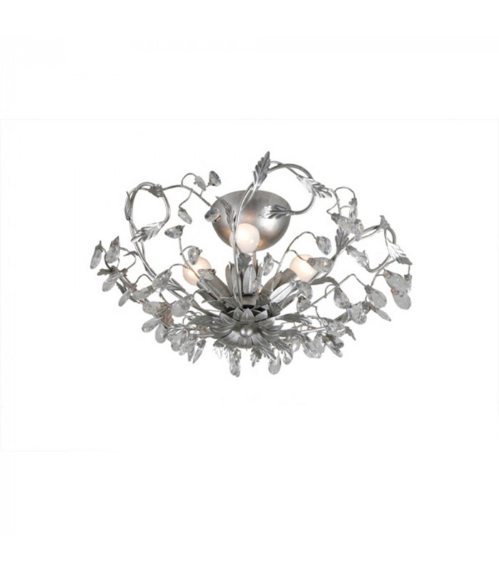 Langelo 4 Light Glass & Crystal Ceiling Light Brushed Silver
