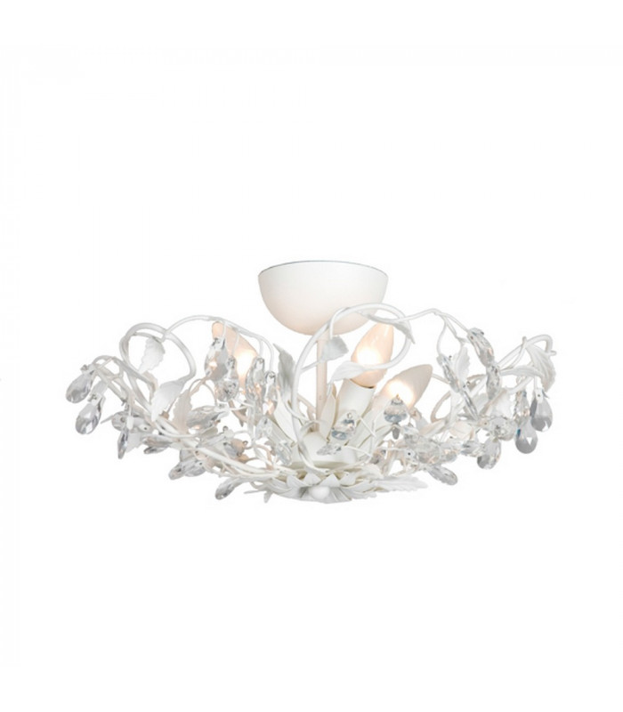 Langelo 4 Light Glass & Crystal Ceiling Light White Frosted