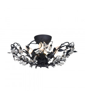 Langelo 4 Light Glass & Crystal Ceiling Light Black