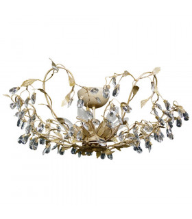 Langelo 6 Light Glass & Crystal Ceiling Light Beige Gold