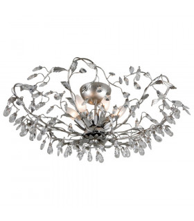 Langelo 6 Light Glass & Crystal Ceiling Light Brushed Silver