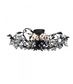 Langelo 6 Light Glass & Crystal Ceiling Light Black