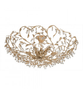 Michelan 12 Light Glass & Crystal Ceiling Light Beige Gold