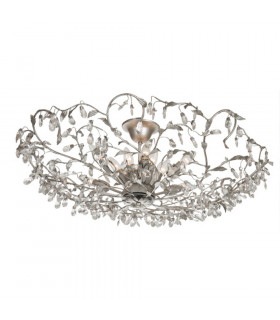 Michelan 12 Light Glass & Crystal Ceiling Light Brushed Silver