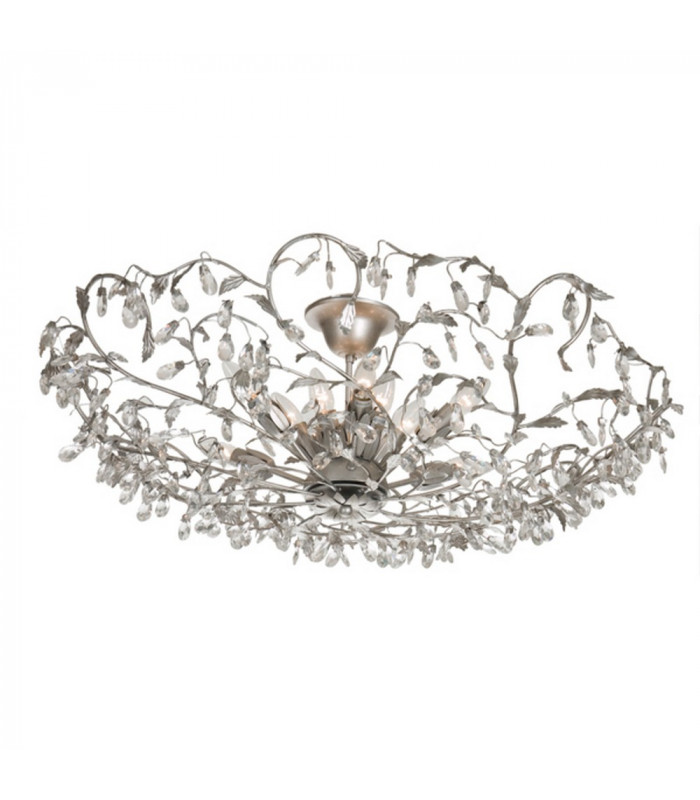 Michelan 12 Light Glass & Crystal Ceiling Light Brushed Silver