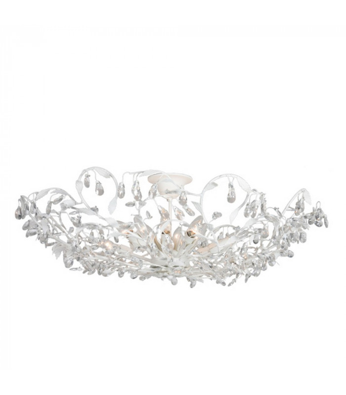 Michelan 12 Light Glass & Crystal Ceiling Light White Frosted