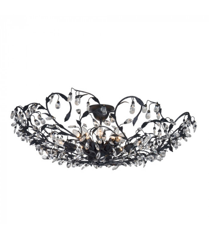 Michelan 12 Light Glass & Crystal Ceiling Light Black