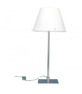 Virgin Table Lamp With Round Tapered Shade Satin Nickel