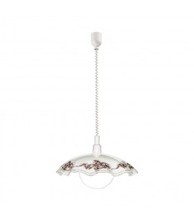 Vetro 1 Light Rise & Fall Dome Ceiling Pendant White, E27